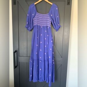 In Loom Purple Long Sleeve Dress with Pink Accents